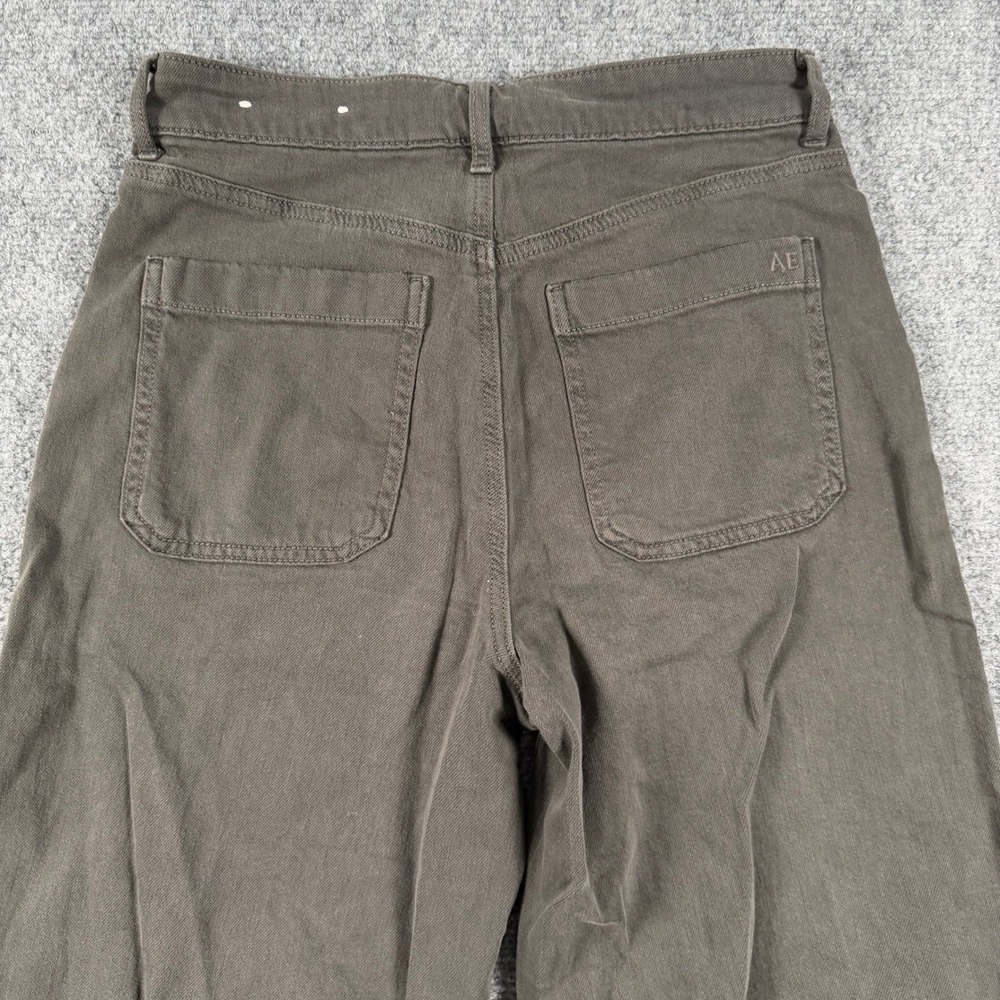 American Eagle Wide Leg Pants Womens 6 Brown Stretch High Rise Utility Trousers - Picture 2 of 9